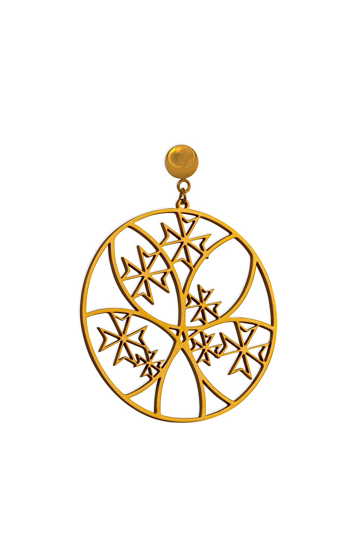Abstract Maltese Cross Hoop Earring Set
