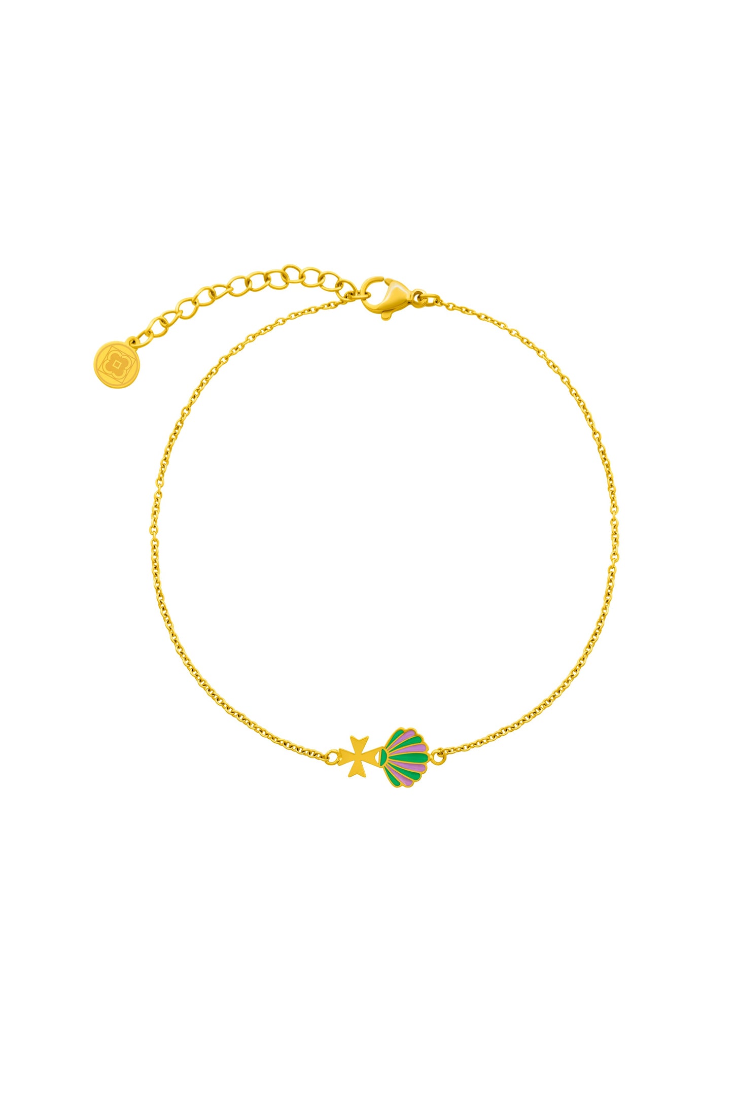 3 For 2 Offer - Rectangle Link Chain, Crystal & Petite Shell & Maltese Cross Anklets