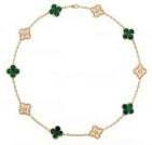 202521212 Vintage Alhambra Necklace 10 Motifs Yellow Gold With Diamonds