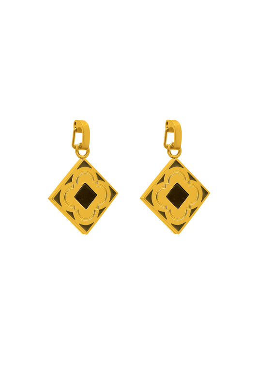 Agate Logo Stone Pendant Earring Set