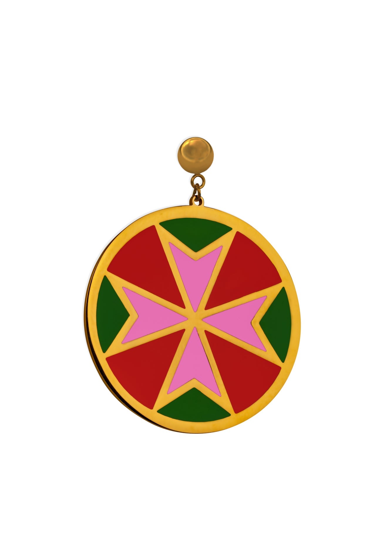 Fuchsia & Green Maltese Cross Earring Set